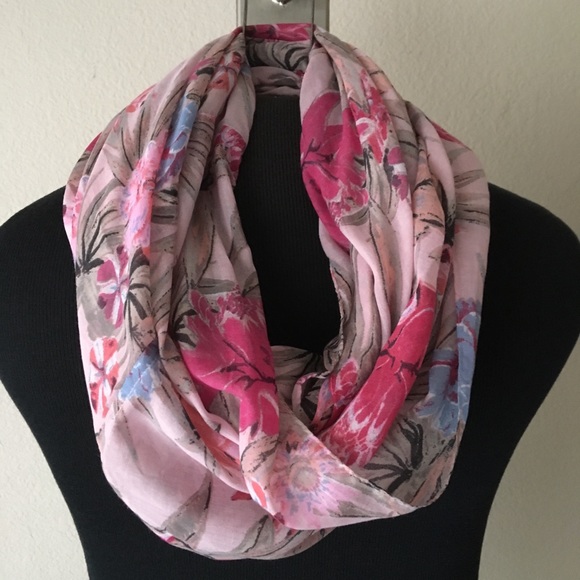 Accessories - Endless scarf, pink & gray, cotton